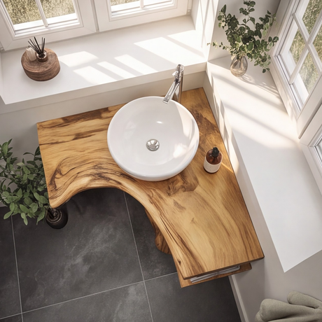 Branchform Solid Wood Corner Bathroom Vanity - Timberustic Corner Bathroom Vanity