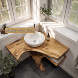 Branchform Solid Wood Corner Bathroom Vanity - Timberustic Corner Bathroom Vanity