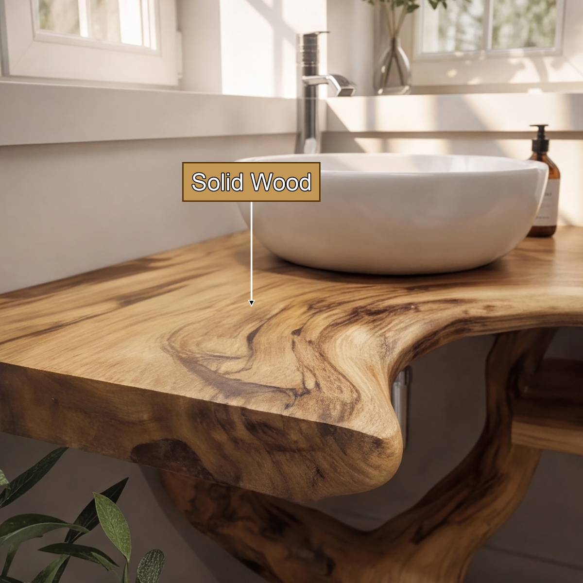 Branchform Solid Wood Corner Bathroom Vanity - Timberustic Corner Bathroom Vanity