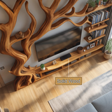 Branwyck Handcrafted Solid Wood Tree TV Console SPA598568 - Timberustic TV Console with Tree Shelf