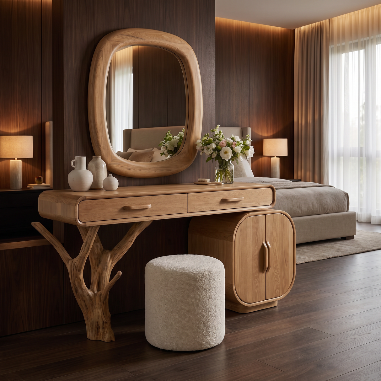 Branwyll Rootform Solid Wood Cosmetic Table