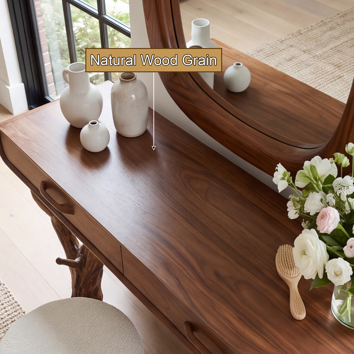 Branwyll Rootform Solid Wood Cosmetic Table