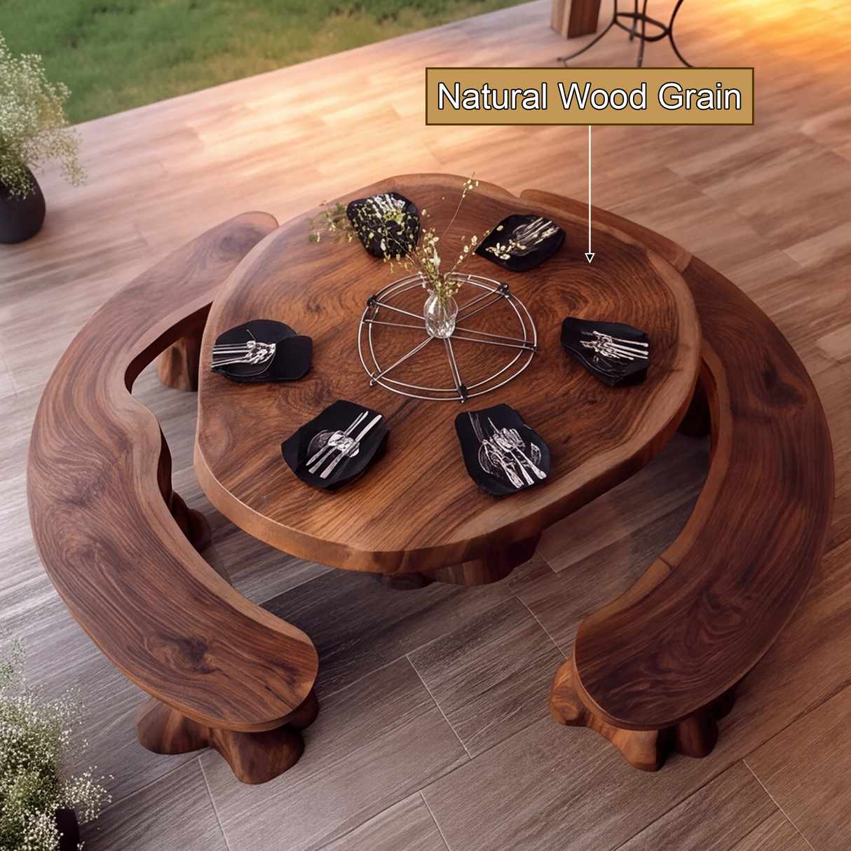 Bravora Handcrafted Solid Wood Outdoor Dining Table - Timberustic Dining Table
