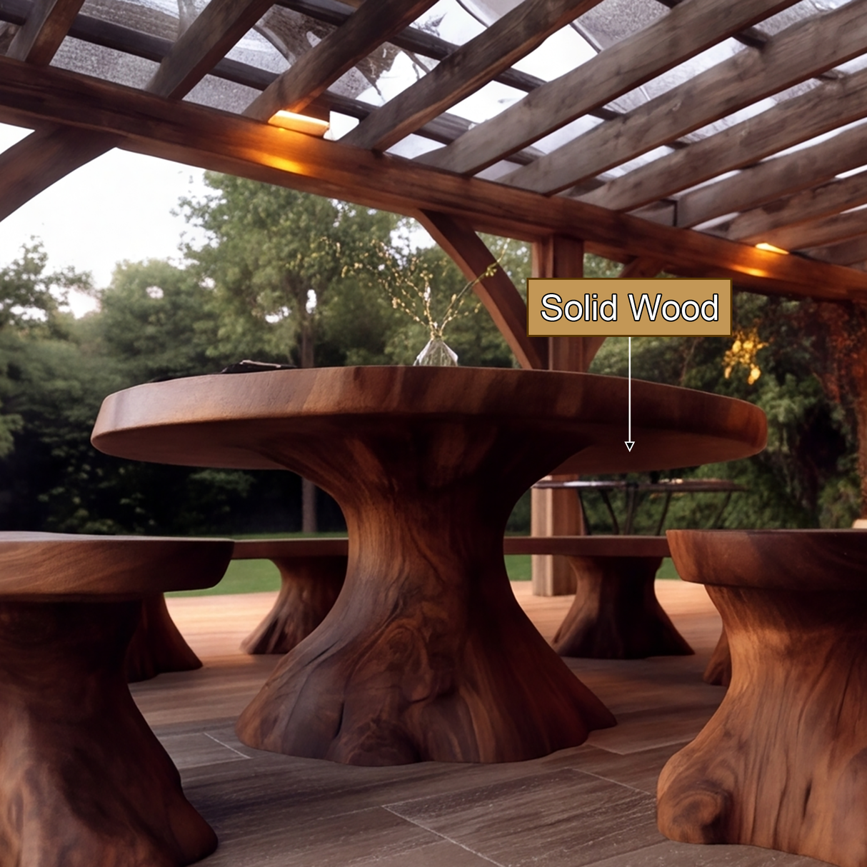 Bravora Handcrafted Solid Wood Outdoor Dining Table - Timberustic Dining Table