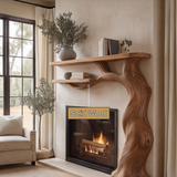 Briarhollow Sculpted Solid Wood Tree-Shaped Fireplace Mantel with Display Shelves - Timberustic Tree-Shaped Fireplace Mantel with Display Shelves