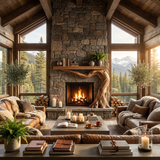 Brindlewood Sculpted Solid Wood Tree-Shaped Fireplace Mantel with Display Shelves - Timberustic Tree-Shaped Fireplace Mantel with Display Shelves