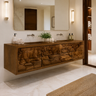 Brumora Handcrafted Solid Wood Floating Bathroom Vanity with Integrated Sink and Drawers