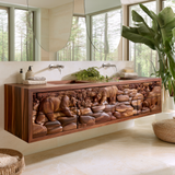 Brumora Handcrafted Solid Wood Floating Bathroom Vanity with Integrated Sink and Drawers