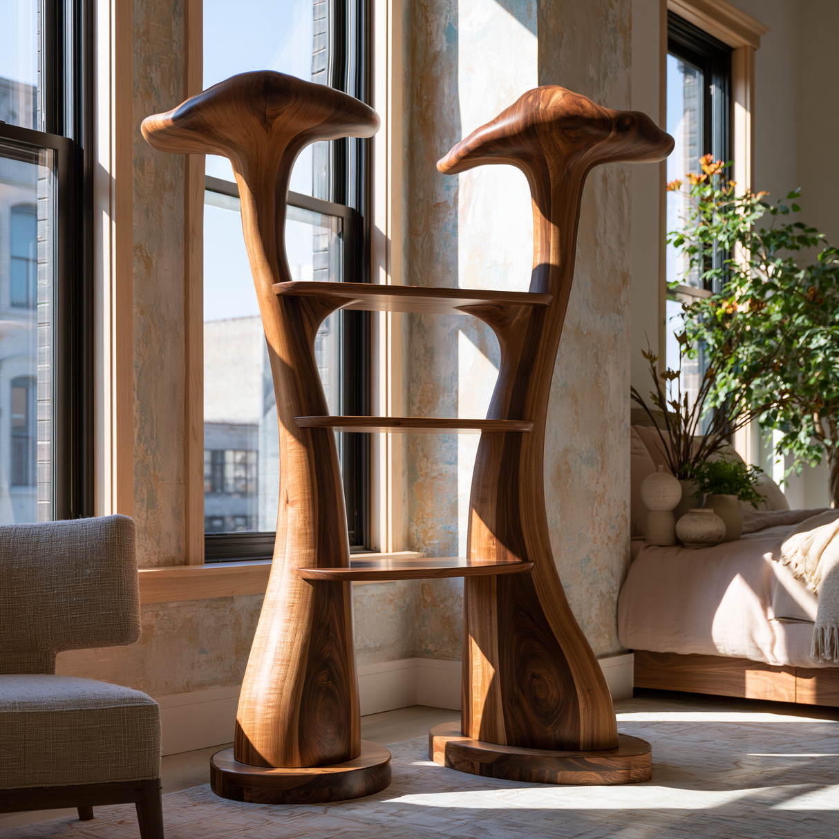 Canoris Sculpted Solid Wood Mushroom Bookshelf