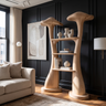 Canoris Sculpted Solid Wood Mushroom Bookshelf