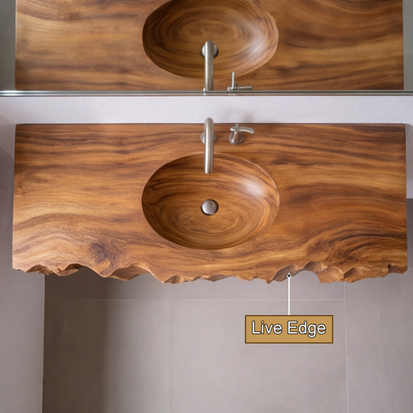 Dravik Hand-Carved Solid Wood Floating Bathroom Vanity with Integrated Sink - Timberustic Floating Bathroom Vanity with Integrated Sink