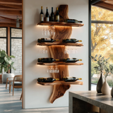 Dravik Live Edge Solid Wood Floating Wine Shelf SPA297551