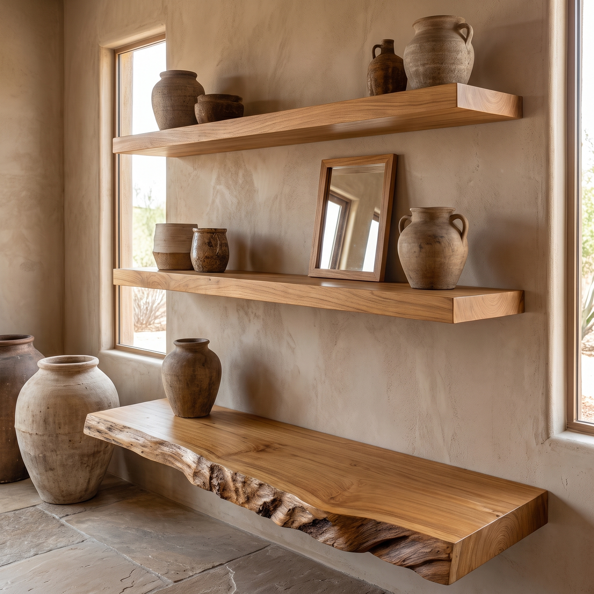 Driftedge Live Edge Solid Wood Floating Shelf