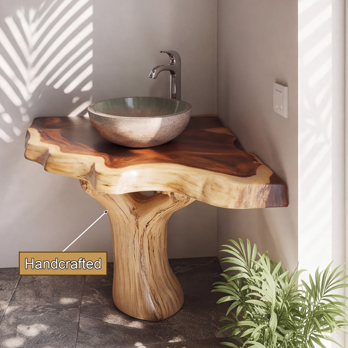 Elara Root-Form Corner Bathroom Vanity - Timberustic Corner Bathroom Vanity
