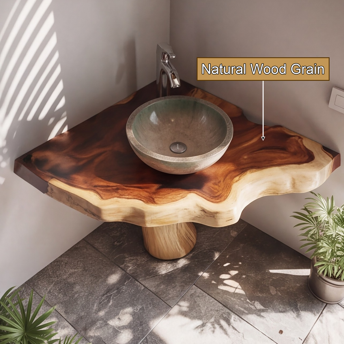 Elara Root-Form Corner Bathroom Vanity - Timberustic Corner Bathroom Vanity