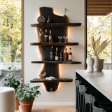 Elaric Live Edge Solid Wood Floating Wine Shelf SPA297574