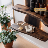 Elaric Live Edge Solid Wood Floating Wine Shelf SPA297574