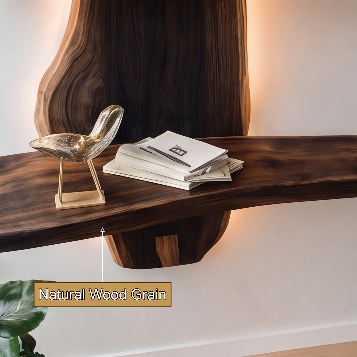 Elaric Live Edge Solid Wood Floating Wine Shelf SPA297574