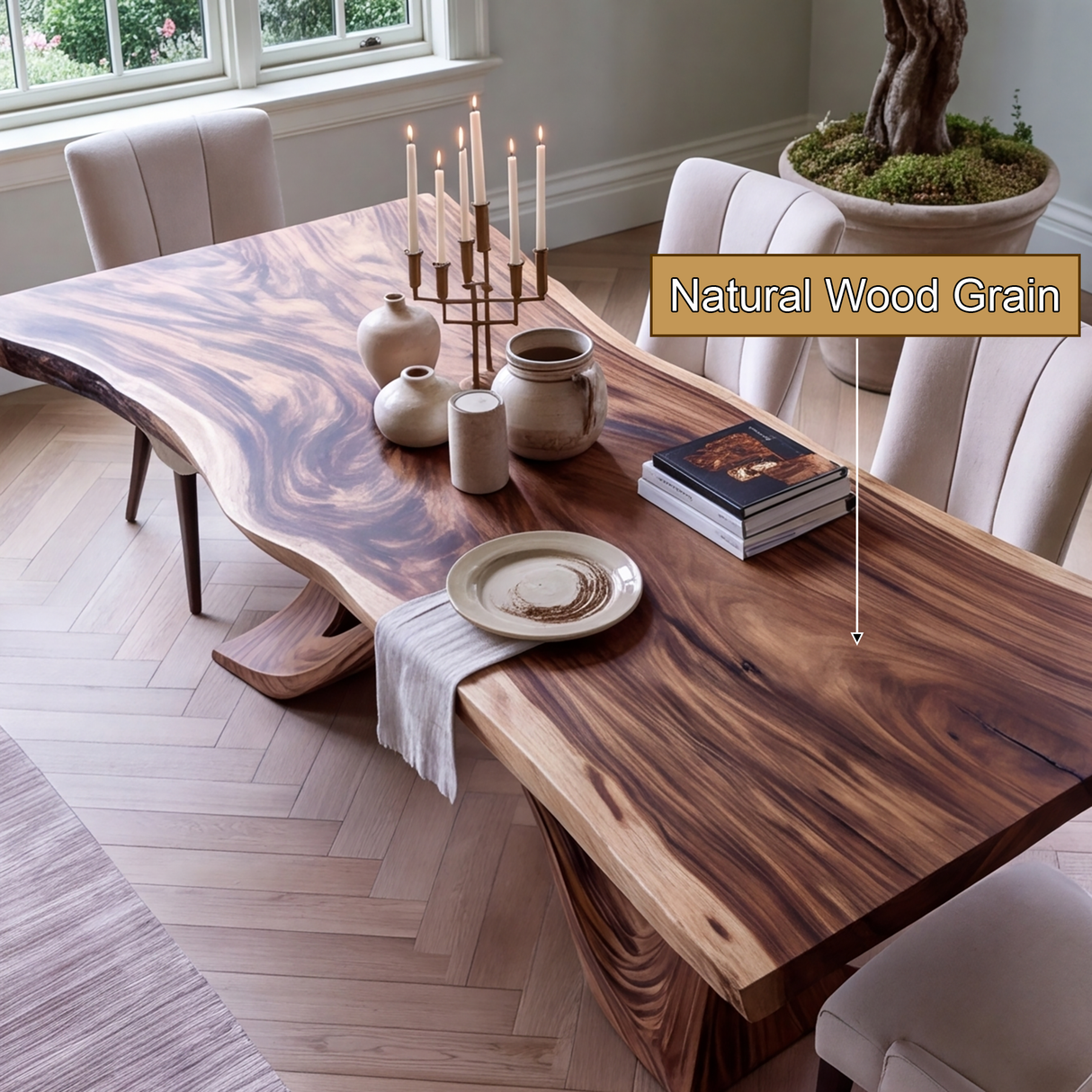 Elarion Live Edge Solid Wood Dining Table - Timberustic Dining Table