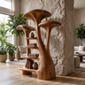 Elarion Sculpted Solid Wood Mushroom Bookshelf