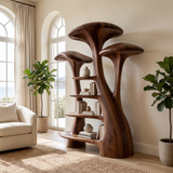 Elarion Sculpted Solid Wood Mushroom Bookshelf