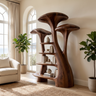Elarion Sculpted Solid Wood Mushroom Bookshelf