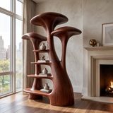 Elarion Sculpted Solid Wood Mushroom Bookshelf