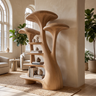 Elarion Sculpted Solid Wood Mushroom Bookshelf