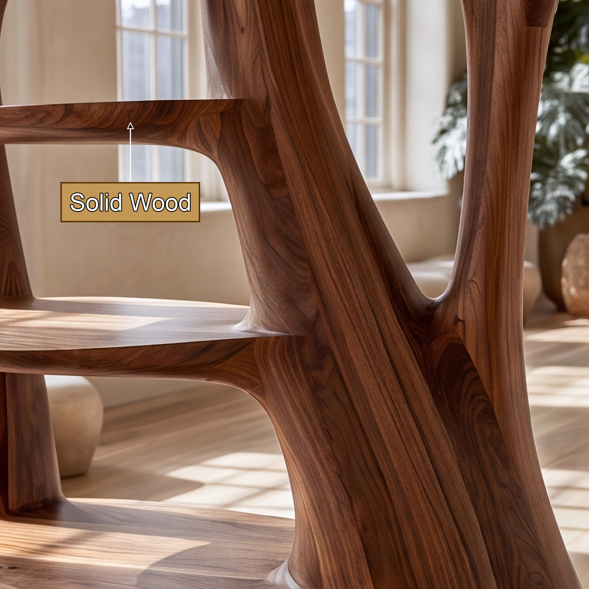 Elarion Sculpted Solid Wood Mushroom Bookshelf
