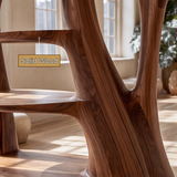 Elarion Sculpted Solid Wood Mushroom Bookshelf