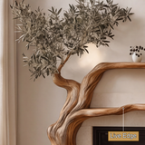 Elaris Sculpted Solid Wood Tree-Shaped Fireplace Mantel with Display Shelves - Timberustic Tree-Shaped Fireplace Mantel with Display Shelves