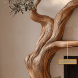 Elaris Sculpted Solid Wood Tree-Shaped Fireplace Mantel with Display Shelves - Timberustic Tree-Shaped Fireplace Mantel with Display Shelves