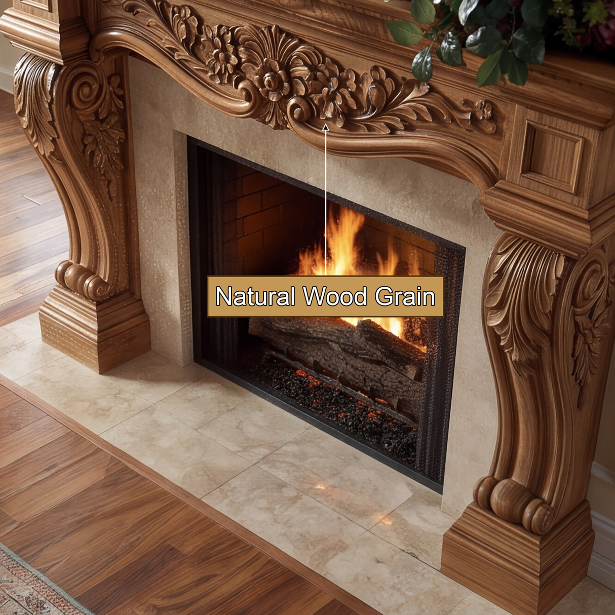 Elaroque Handcrafted Solid Wood Fireplace Mantel Surround