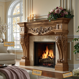 Elaroque Handcrafted Solid Wood Fireplace Mantel Surround