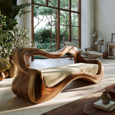 Elarwyn Handcrafted Sculpted Solid Wood Sofa - Timberustic Sofa