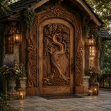 Elarwyn Sculpted Solid Wood Single Door