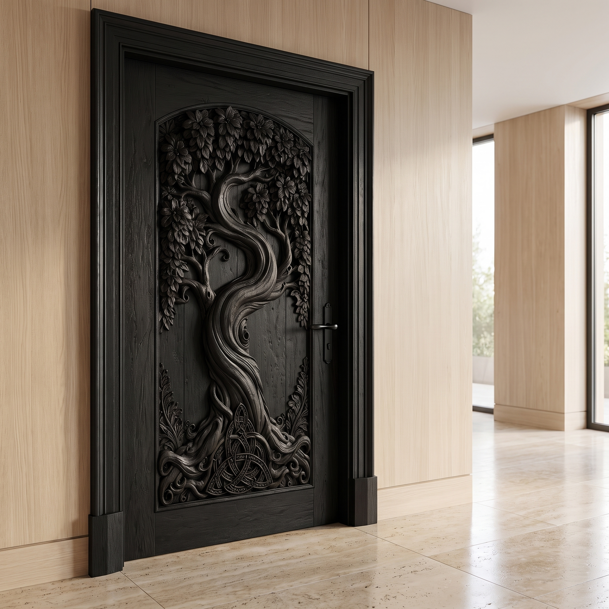 Elarwyn Sculpted Solid Wood Single Door