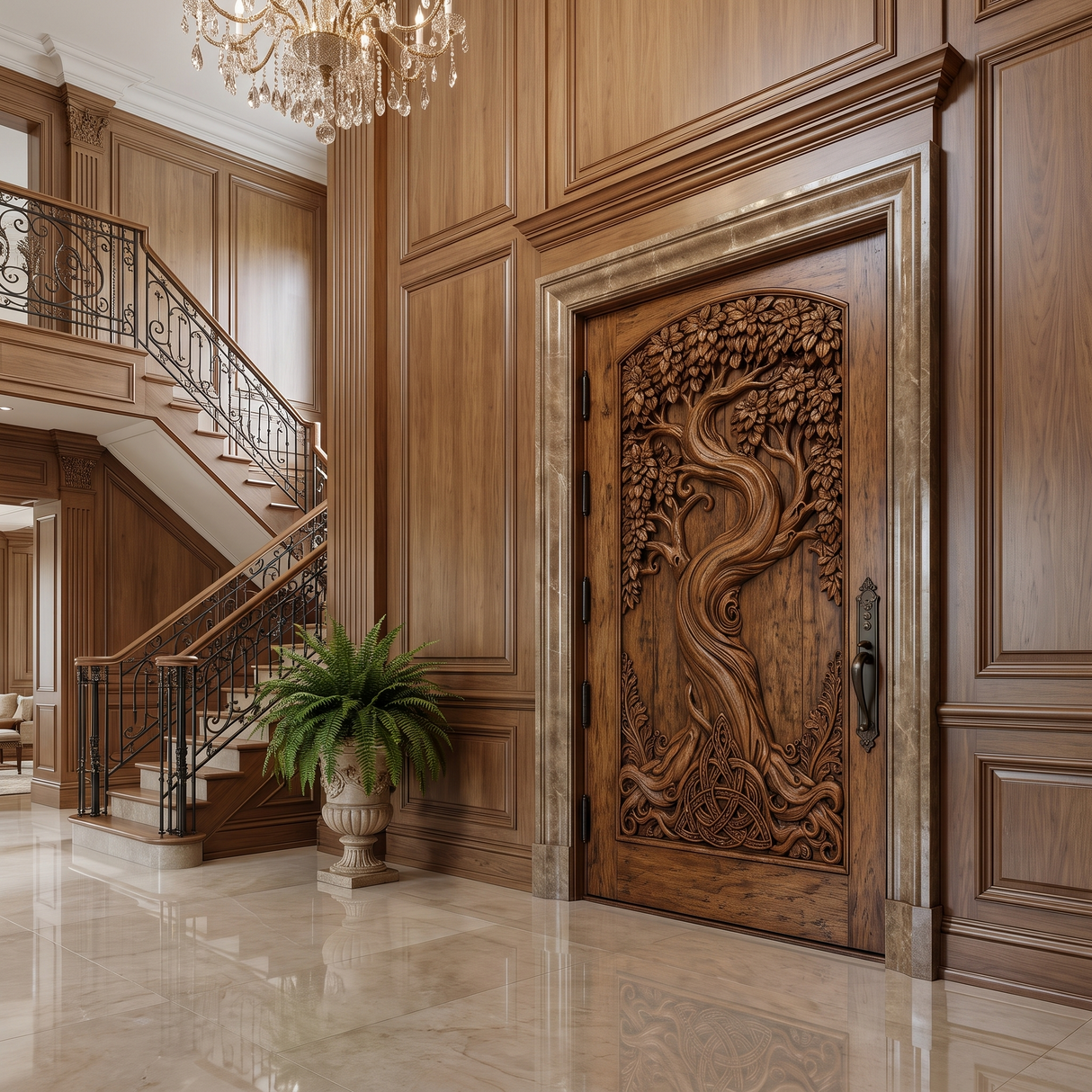 Elarwyn Sculpted Solid Wood Single Door