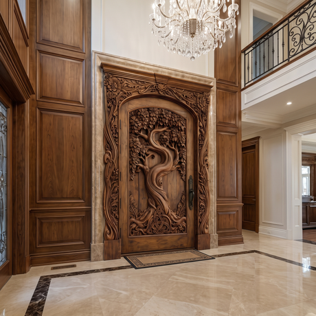 Elarwyn Sculpted Solid Wood Single Door Brown - Timberustic Door