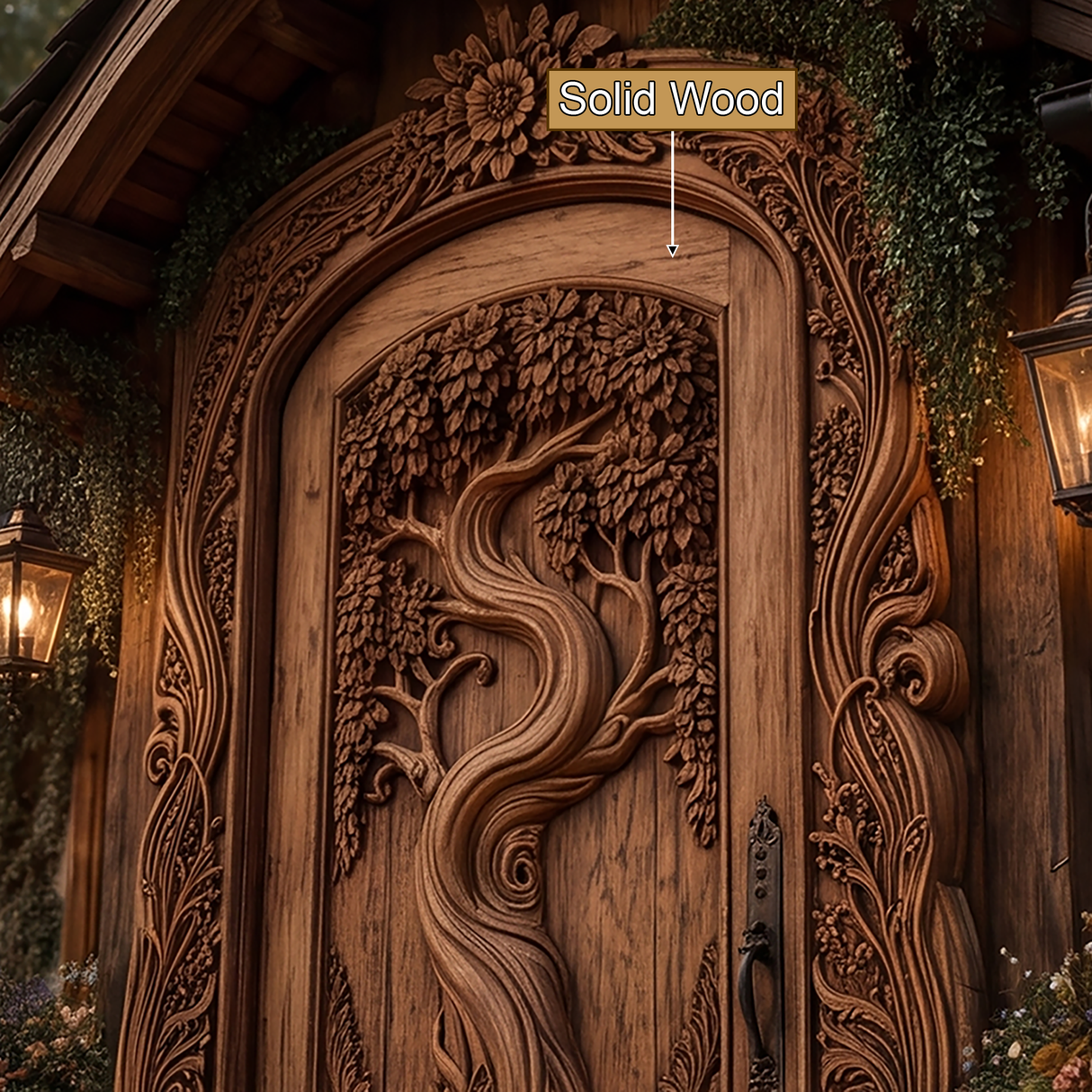 Elarwyn Sculpted Solid Wood Single Door