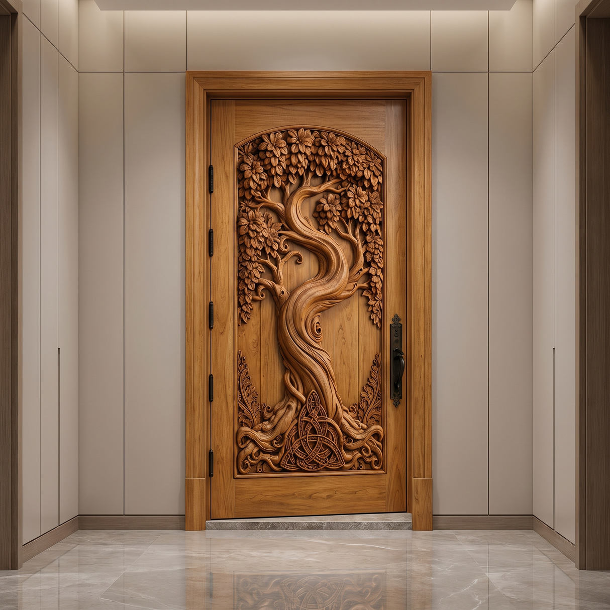 Elarwyn Sculpted Solid Wood Single Door