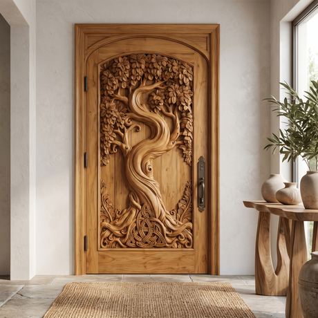 Elarwyn Sculpted Solid Wood Single Door Teak - Timberustic Door