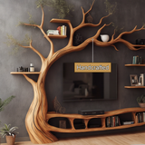 Elderglen Handcrafted Solid Wood Tree TV Console - Timberustic TV Console with Tree Shelf