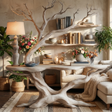 Elderglen Handcrafted Tree Console Table with Shelves - Timberustic Console Table with Shelves