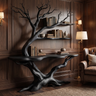 Elderglen Handcrafted Tree Console Table with Shelves Black - Timberustic Console Table with Shelves