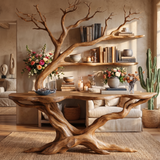 Elderglen Handcrafted Tree Console Table with Shelves Brown - Timberustic Console Table with Shelves