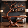 Elderglen Handcrafted Tree Console Table with Shelves Mahogany - Timberustic Console Table with Shelves