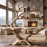 Elderglen Handcrafted Tree Console Table with Shelves Natural Oak - Timberustic Console Table with Shelves