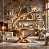 Elderglen Handcrafted Tree Console Table with Shelves - Timberustic Console Table with Shelves