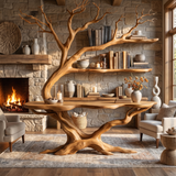 Elderglen Handcrafted Tree Console Table with Shelves Teak - Timberustic Console Table with Shelves